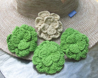 Cotton Crochet Flower Pins Brooches Clips for Adornment