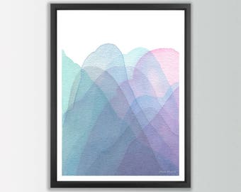Mountain Print. Modern Art print. Abstract Mountains. Abstract watercolor print. Modern home decor wall poters. Living room wall art