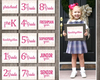 FIFTEEEN SIGNS! (Preschool - 12TH grade) Confetti Back to School Signs - First Day of School