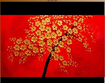 SALE X LARGE Original gallery wrap canvas- abstract landscape trees painting by Nicolette Vaughan Horner