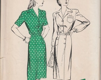 1940's Sewing Pattern Butterick 2917 Nurses' Uniform or Tailored dress bust 30
