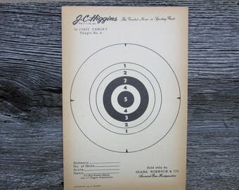 Vintage J.C. Higgins Shooting 50ft Target Paper Target No. 6 Sears Shooting target - Vintage rifle target - Hunting target Rustic Decor