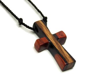 Mens Cross Pendant Necklace, Mens Jewelry Cross, Men's Cross Necklace, Religious Pendant, Wood Cross Pendant, Mens Pendant, Jewelry for Men