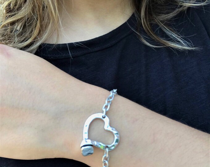 Chain bracelet,silver bracelet, silver jewelry,silver bracelet,jewelry set, uno de 50, bracelet,silver plated bracelet,heart silver bracelet