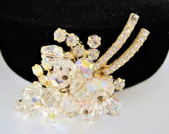 Juliana Crystal Dangle Brooch - Vintage Rhinestones - Verified D and E Juliana
