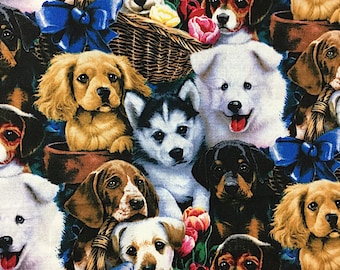 Puppies fabric | Etsy - Fluffy Fabric Safety For Puppies