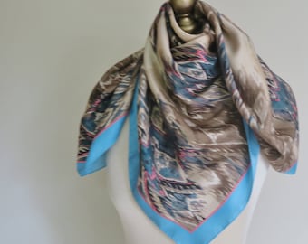 NICOLE MILLER scarf, silk scarf, square scarf silk, designer scarves, carre, ladies headscarf, American silk scarf, silk hair wrap
