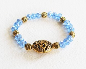 Bracelet Romantique Victorien - Tess d'Uberville - Perles Cristal Swarovski, métal or vieilli ciselé - Bijou créateur, pièce unique