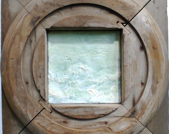 Original Encaustic Painting with Vintage Corbel Frame "Virescent No. 3"
