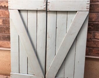 2 Tall Antiqued Distressed Wythe Blue Shutters 14" x 37" (wreath not included)