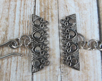 7 Strand Sterling Silver Clasp with Hearts