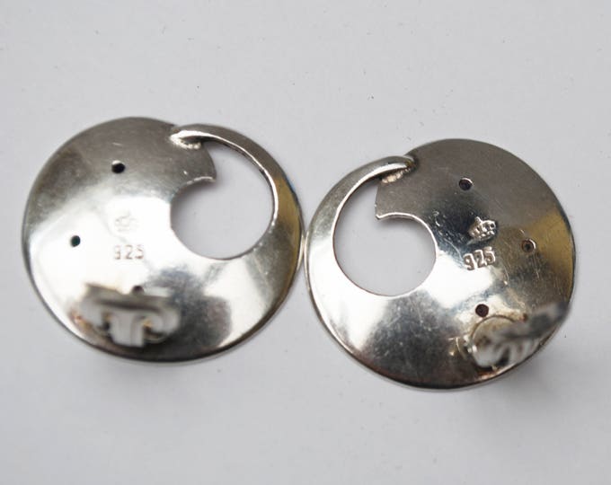 Sterling earrings -Silver swirl Rhinestone stars - clip on earring