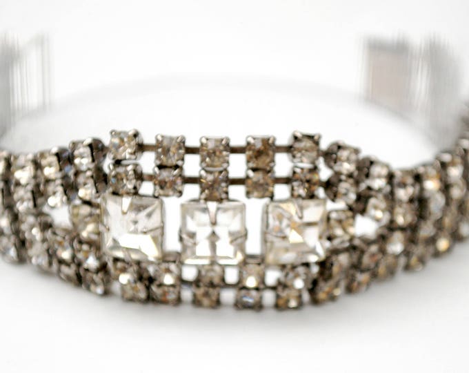 Rhinestone Bracelet - Clear Rhinestone - Bling glitz hollywood glamour - Crystal Tennis Bracelet