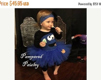 Halloween sale Cookie Monster inspired tutu dress - Monster tutu - Blue tutu - Halloween Costume