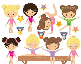 ON SALE INSTANT Download. Cgym_10_Gymnastics. Girls gymnasts. Personal and commercial use.