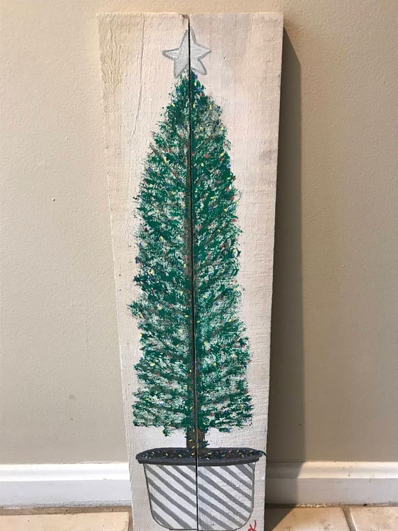 Christmas painting barn board painting stocking hanger