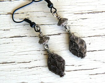 Natalia Linear Earring Silver Charcoal Gray MIx main image 1