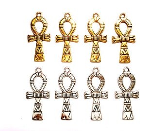 4 Antique Gold Or Antique Silver Ankh Pendant/Charms - 30-33-1