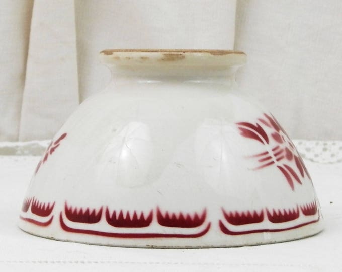 Antique Red and White Farmhouse Coffee Bowl from France, French Country Ceramic Café au Lait Bowl, Cottage Kitchen Latte Bowl Antique Red and White Farmhouse Coffee Bowl from France, French Country Ceramic Café au Lait Bowl, Cottage Kitchen Latte Bowl