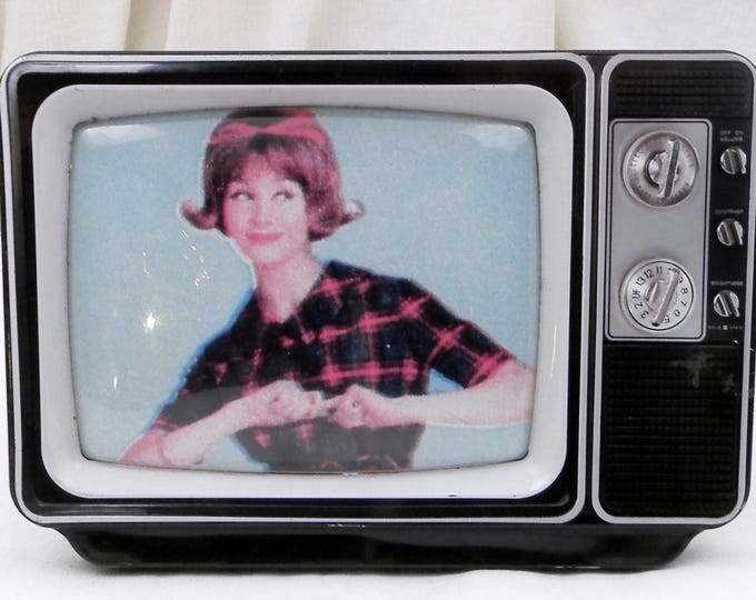 Vintage 1960s Television Screen Picture Frame made of Metal, Retro TV Easel Standing Photo Frame, 1970s Home Interior Decor from France