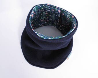 Toddler Neck Warmer, Children's Neck warmer, Fleece Neck Warmer, Reversible NeckWarmer, Navy NeckWarmer, Velcro NeckWarmer, Kids Neck Warmer