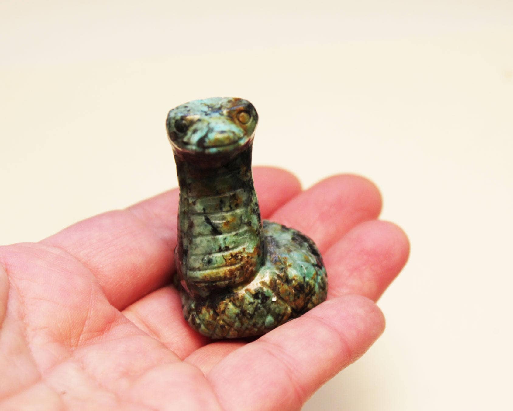 African Turquoise Crystal Snake 2 inches 50mm The Happy