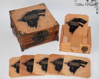 Exclusive tea box, tea, tea bag, box, wood,Game of Thrones,Stark, Winter is coming