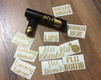 SET of 10 Gold Vinyl Essential Oil Labels for 10ml Roller Bottles