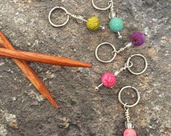 Stitch markers, set of five stitch markers, knitting stitch markers, snag free stitch markers