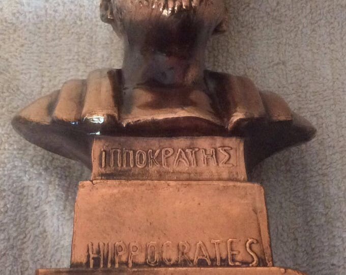 Vintage Metame Bronze Bust, Hippocrates, Greek Sculpture, Greece, Father of Medicine Statue, Made in Greece