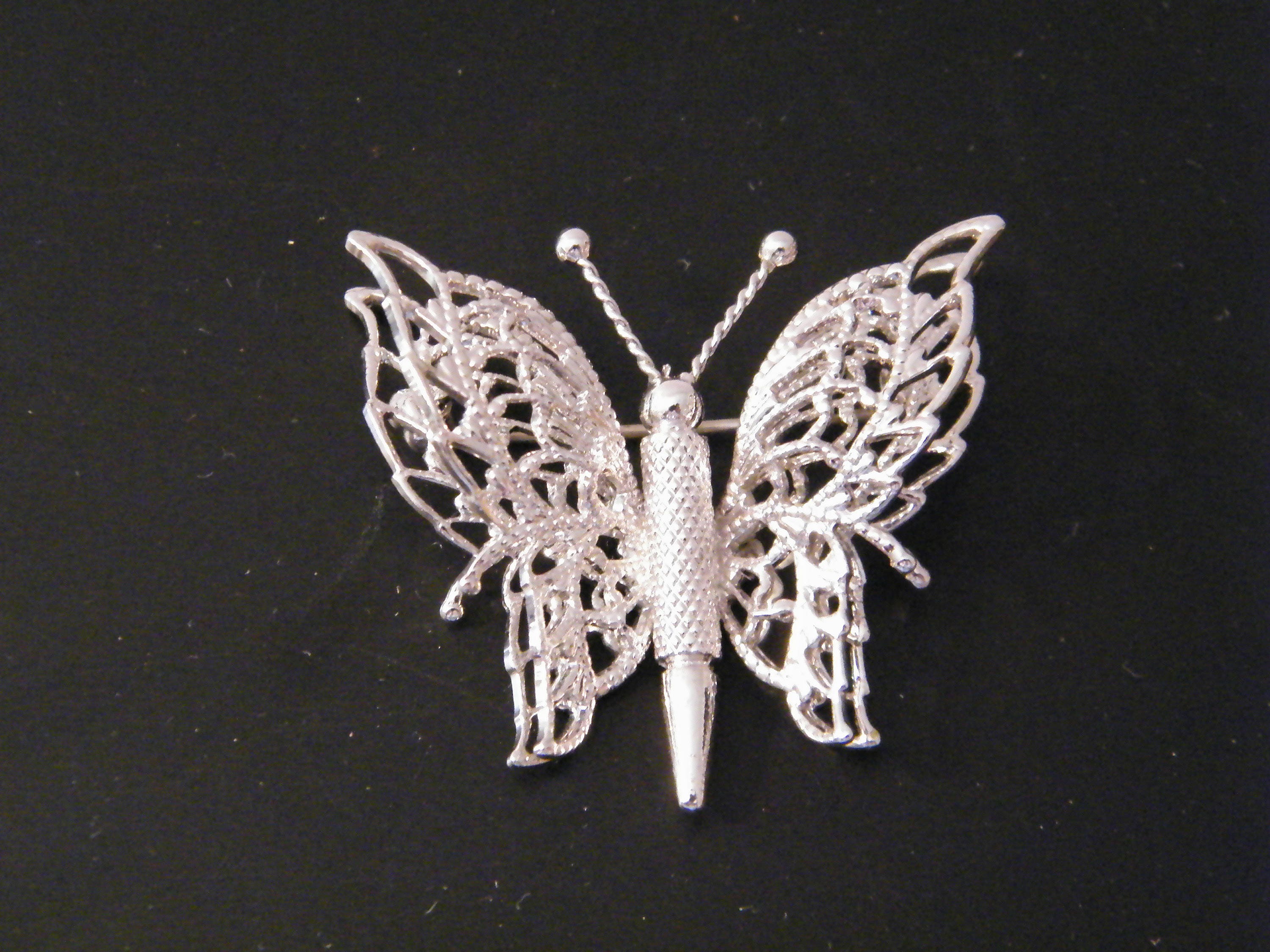 Monet Filligree Butterfly Brooch Vintage 1960s double layer
