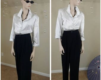 vintage 90s white and black jumpsuit by R.j. Stevens by Carol Escritor