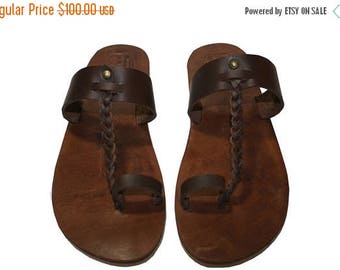 15% OFF Brown Leather Sandals for Women & Men Handmade