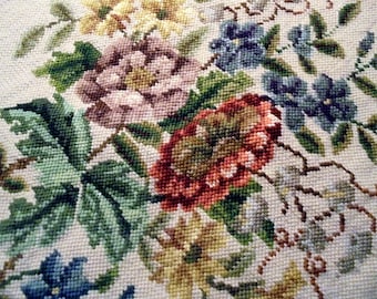 Needlepoint Floral PIllow Cover Face