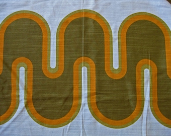 Funky 1970s fabric with huge brown, caramel and orange wave curve pattern, Col Nova by Diolen