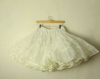 ON SALE Vintage White two layers Tutu / chiffon petticoat from 1970's*