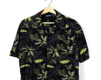 ON SALE Vintage Men's Rayon Hawaiian Shirt from 90's/Hawaiian Shirt/Black*