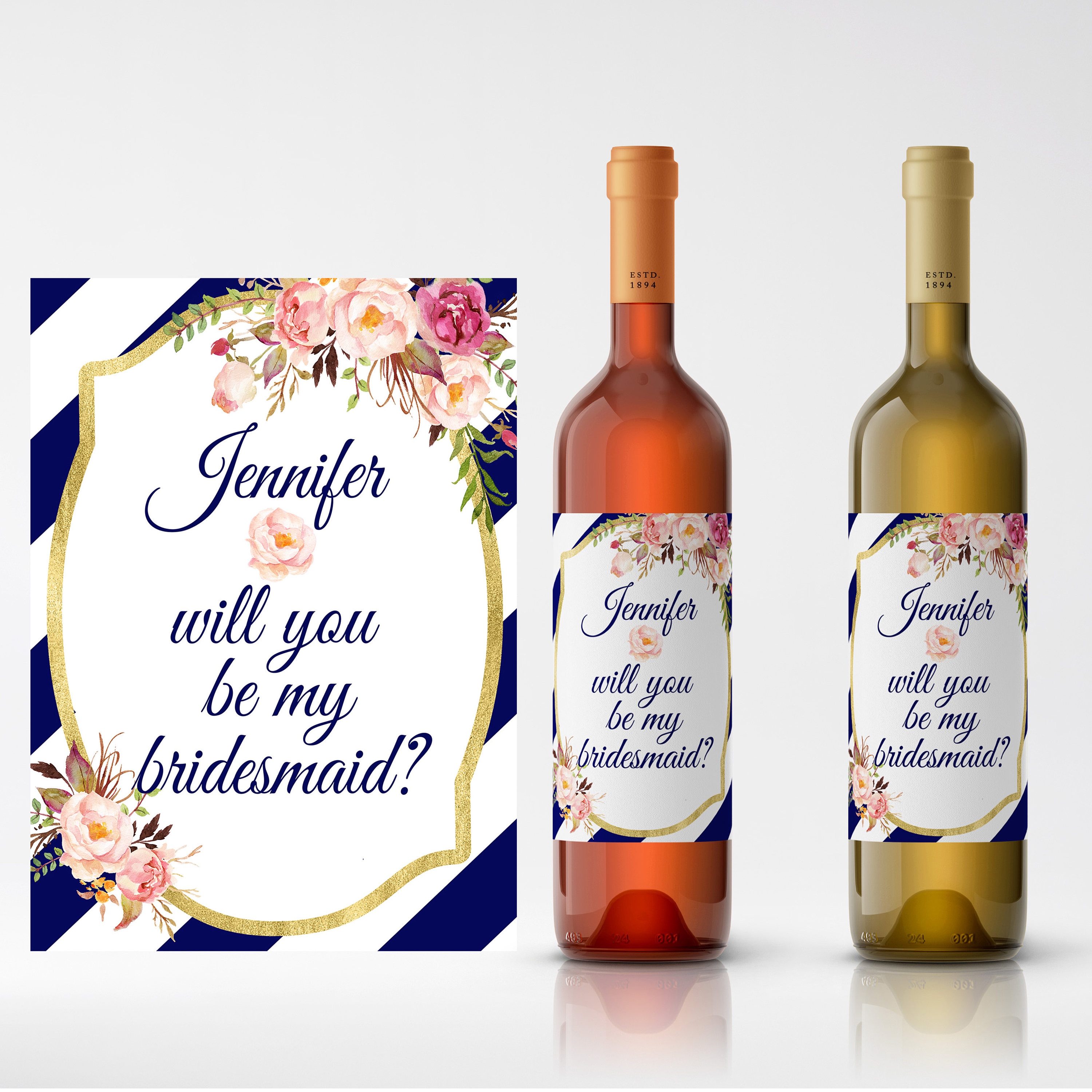 Bridesmaid label custom wine label ask a bridesmaid