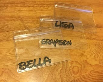 Bling your Lanyard badge/ID holder pocket, plastic w-zip top - Add On to Lanyard Order