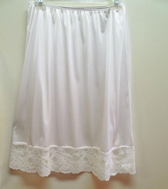 Short half slip lingerie white with lace trim half slip lacy