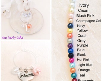 Wine Glass Charms, Hen Party Gifts, Wedding Wine Glass Charms, Bridal Party Gifts, Bridesmaid Gift, Wedding Charms