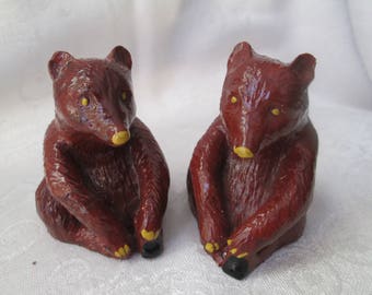 Vintage Brown Bear Salt and Pepper Shakers