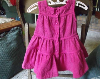 Baby Gap hot pink ruffled dressand under pants 3-6mos. embroidered w/ slip lined.