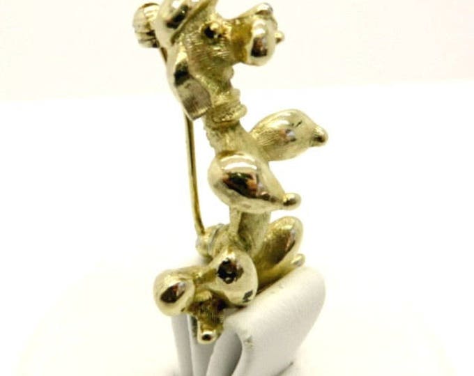 Poodle Brooch, Sarah Coventry Pin, Vintage French Poodle Pin, Gold Tone 1960s Begging Dog Pin, Gift for Her