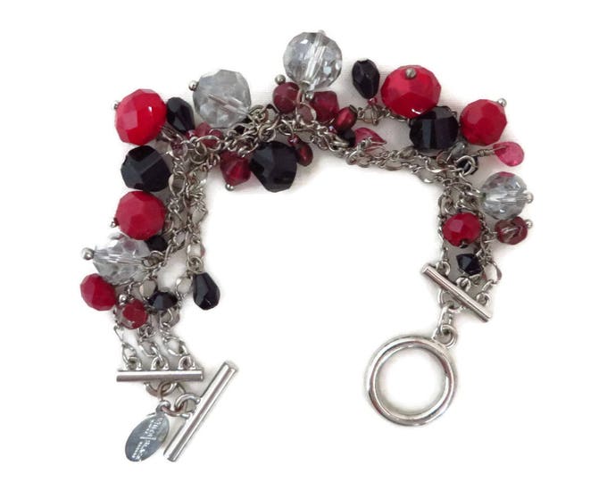 Vintage Bracelet - White House Black Market Beaded Bracelet, Dangling Multicolor Beaded Chain Link Bracelet