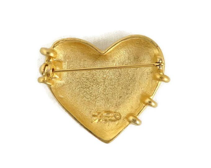 Vintage Tara Heart Brooch - Matte Gold Tone Heart and Arrow Pin, Gift for Her