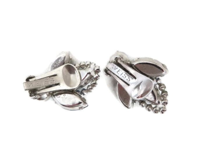 Blue Rhinestone Earrings - Vintage Jewellery, Silver Tone Clip-ons, Bridal Earrings, Signed Weiss Jewelry, Gift for Her, Gift Boxed Blue Rhinestone Earrings - Vintage Jewellery, Silver Tone Clip-ons, Bridal Earrings, Signed Weiss Jewelry, Gift for Her, Gift Boxed