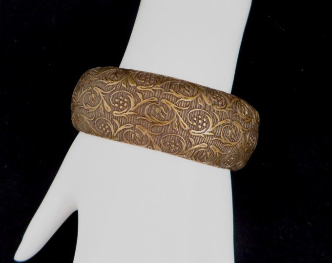 Vintage Copper Toned Cuff, Bronze Tone Scrolled Bracelet