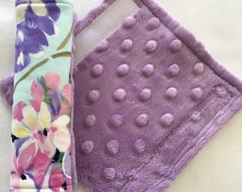 Car Seat Strap Covers ~ Baby Girl Car Strap Covers ~ Michael Miller ~ Cordelia ~ Hydrangea ~ Shabby Chic Baby ~ Lilac ~ Aqua ~