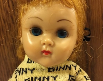 Vintage Vogue Ginny doll 1957 era/ tagged clothes